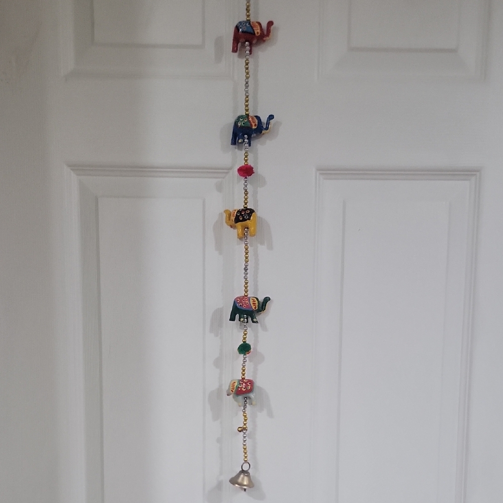 Colorful Elephant Wall Hanging Decor Pair